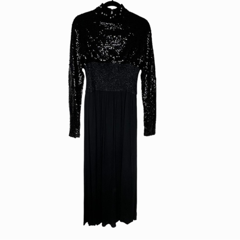 Pat Sandler vintage 1960's 70's long black sequin gown - Picture 5 of 15